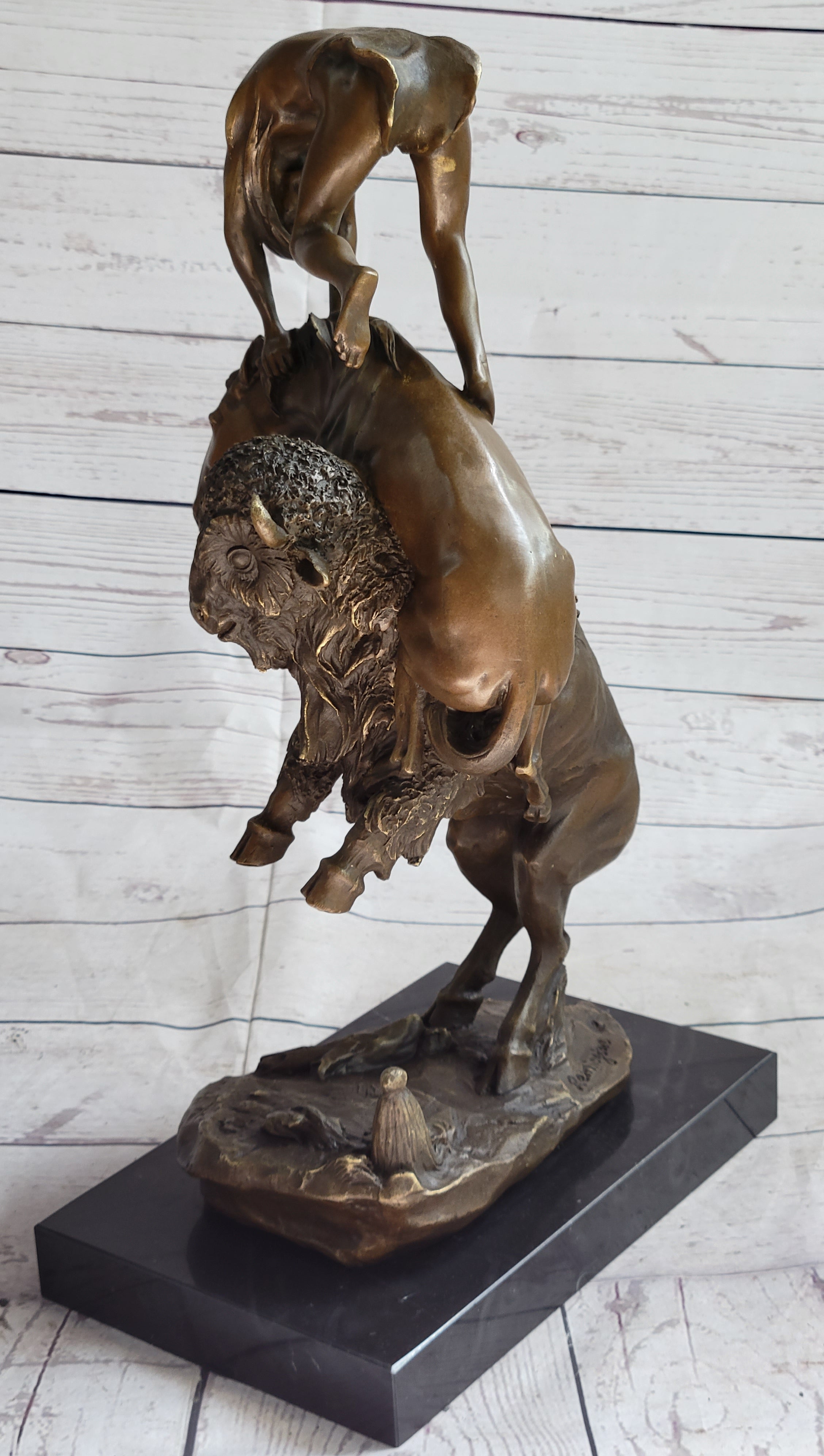 Frederic Remington Buffalo Horse Bronze Sculpture