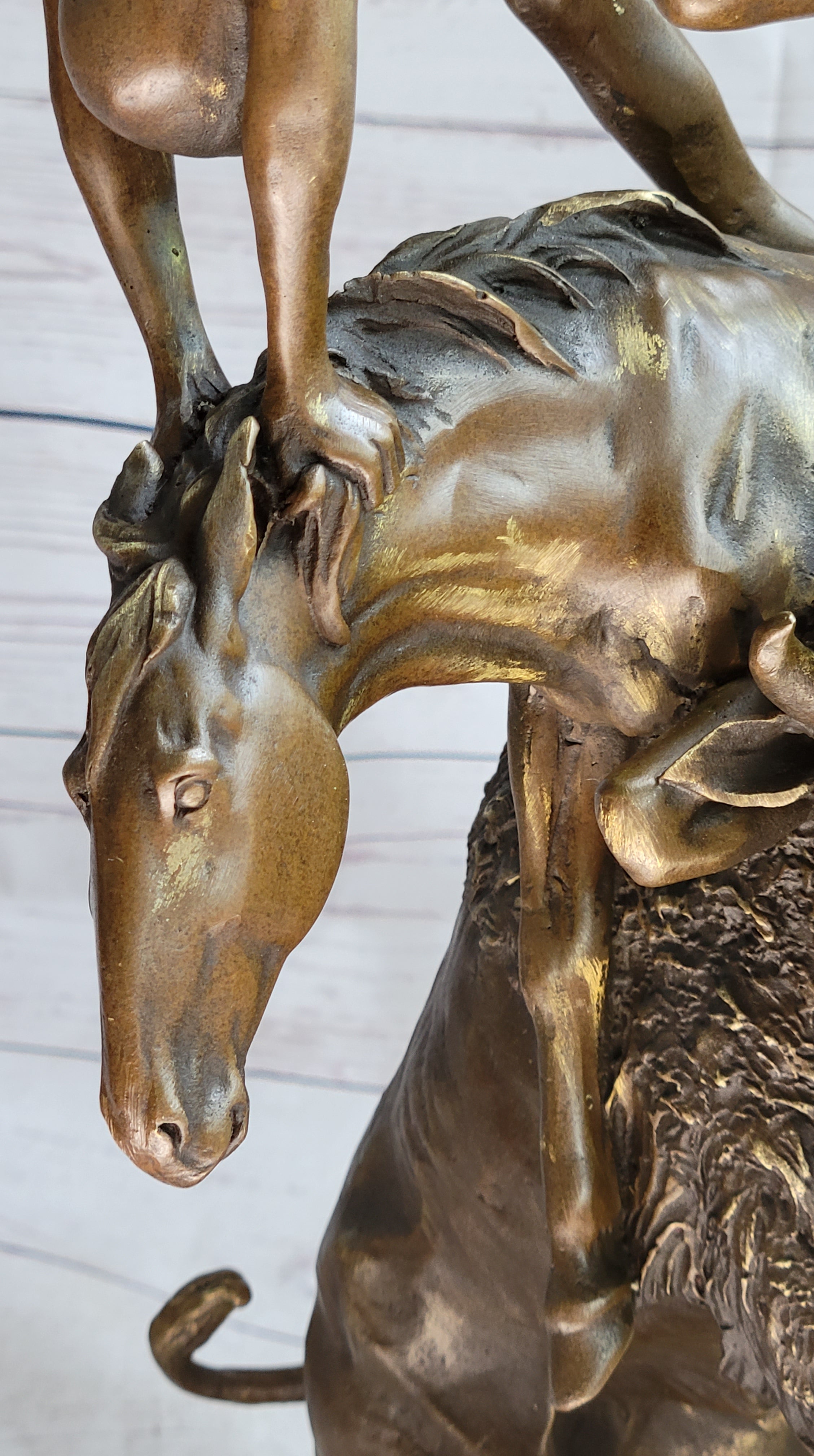 Frederic Remington Buffalo Horse Bronze Sculpture