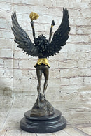 Angel Goddess Holding Victory Torch Bronze Sculpture by Moreau