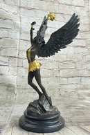 Angel Goddess Holding Victory Torch Bronze Sculpture by Moreau