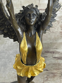 Angel Goddess Holding Victory Torch Bronze Sculpture by Moreau