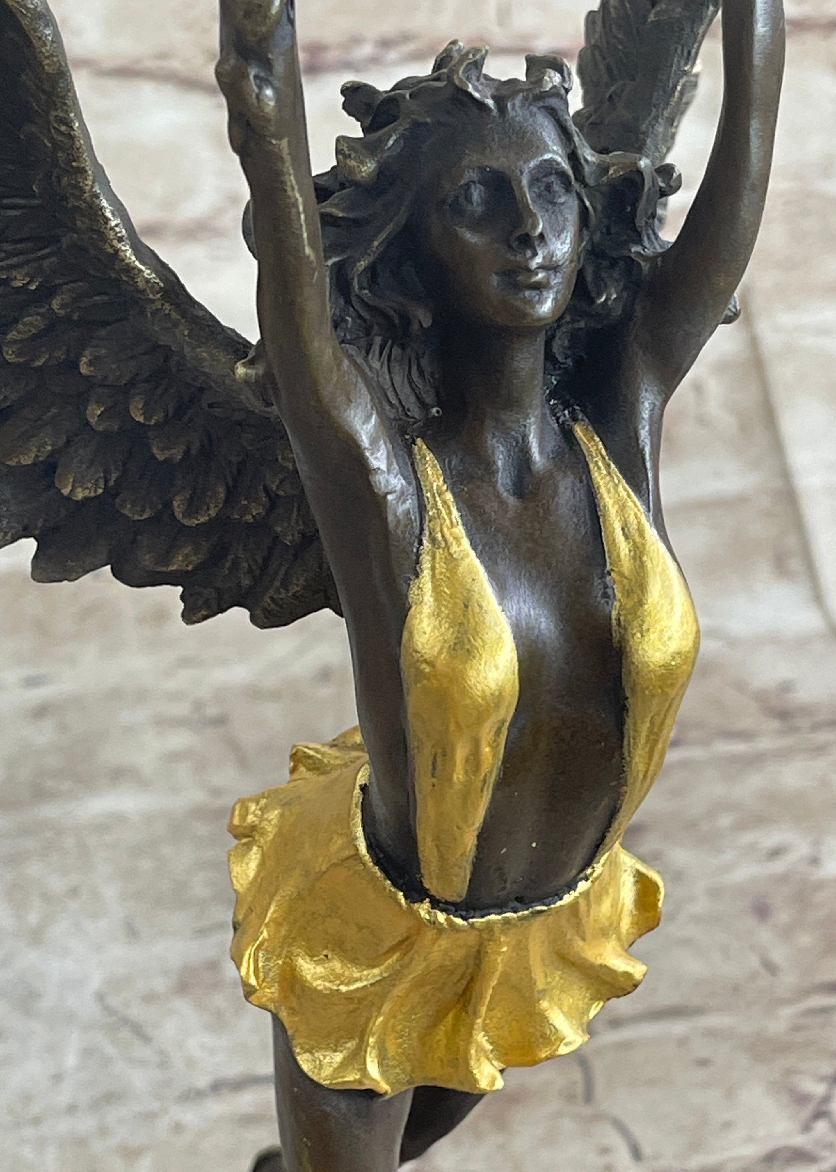 Angel Goddess Holding Victory Torch Bronze Sculpture by Moreau