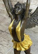 Angel Goddess Holding Victory Torch Bronze Sculpture by Moreau