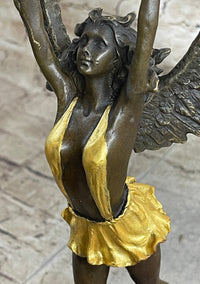 Angel Goddess Holding Victory Torch Bronze Sculpture by Moreau