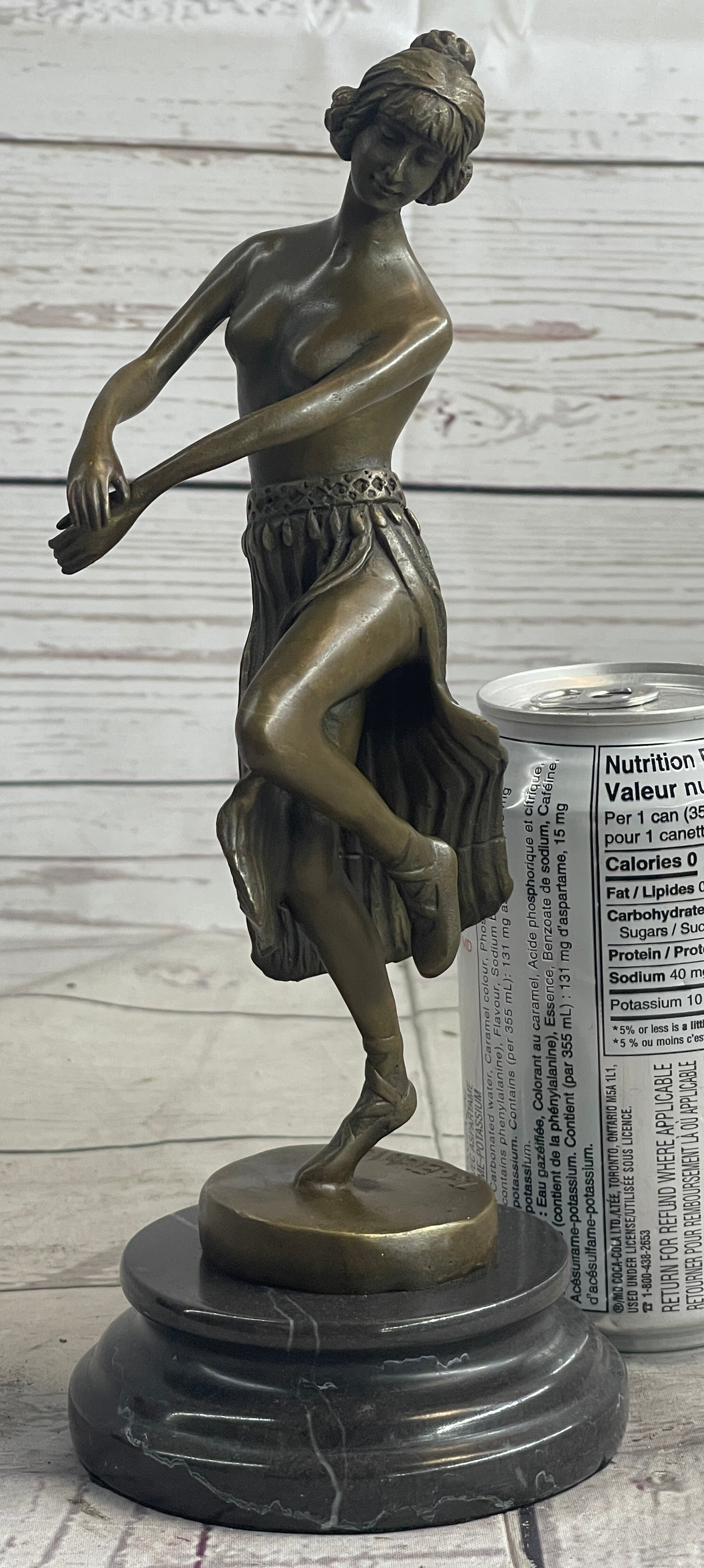Topless Hawaiian Hula Dancer Art Deco Bronze Sculpture 10" x 4"