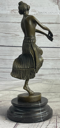 Topless Hawaiian Hula Dancer Art Deco Bronze Sculpture 10" x 4"