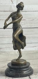 Topless Hawaiian Hula Dancer Art Deco Bronze Sculpture 10" x 4"