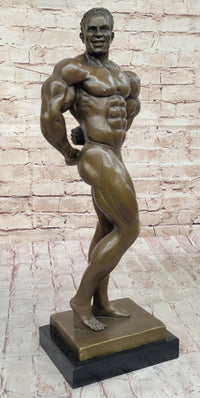 Iron Man Muscular Nude Male Muscle Trophy Bronze Marble Sculpture