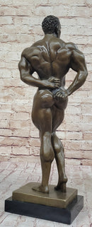 Iron Man Muscular Nude Male Muscle Trophy Bronze Marble Sculpture