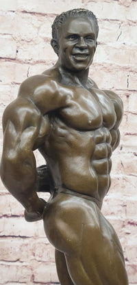 Iron Man Muscular Nude Male Muscle Trophy Bronze Marble Sculpture