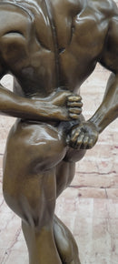 Iron Man Muscular Nude Male Muscle Trophy Bronze Marble Sculpture