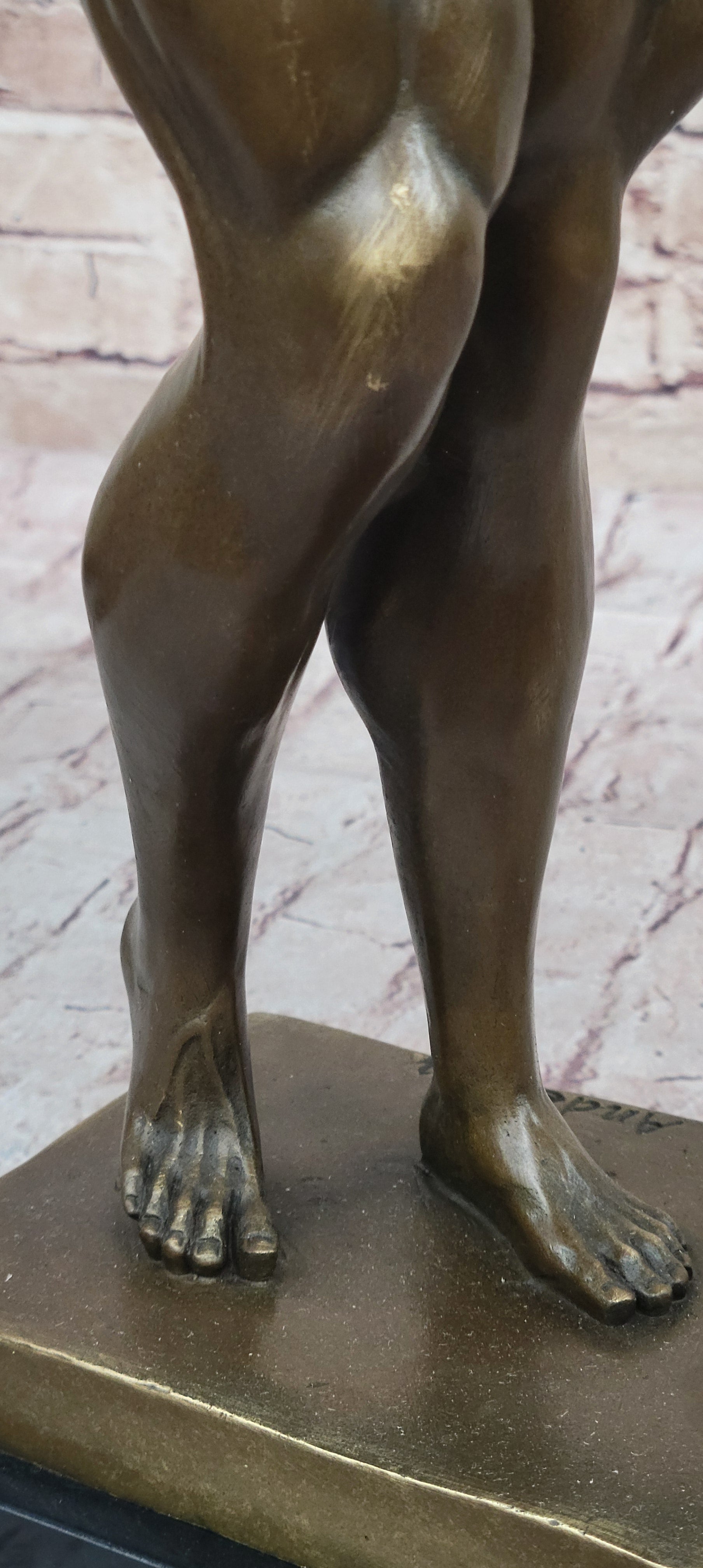 Iron Man Muscular Nude Male Muscle Trophy Bronze Marble Sculpture