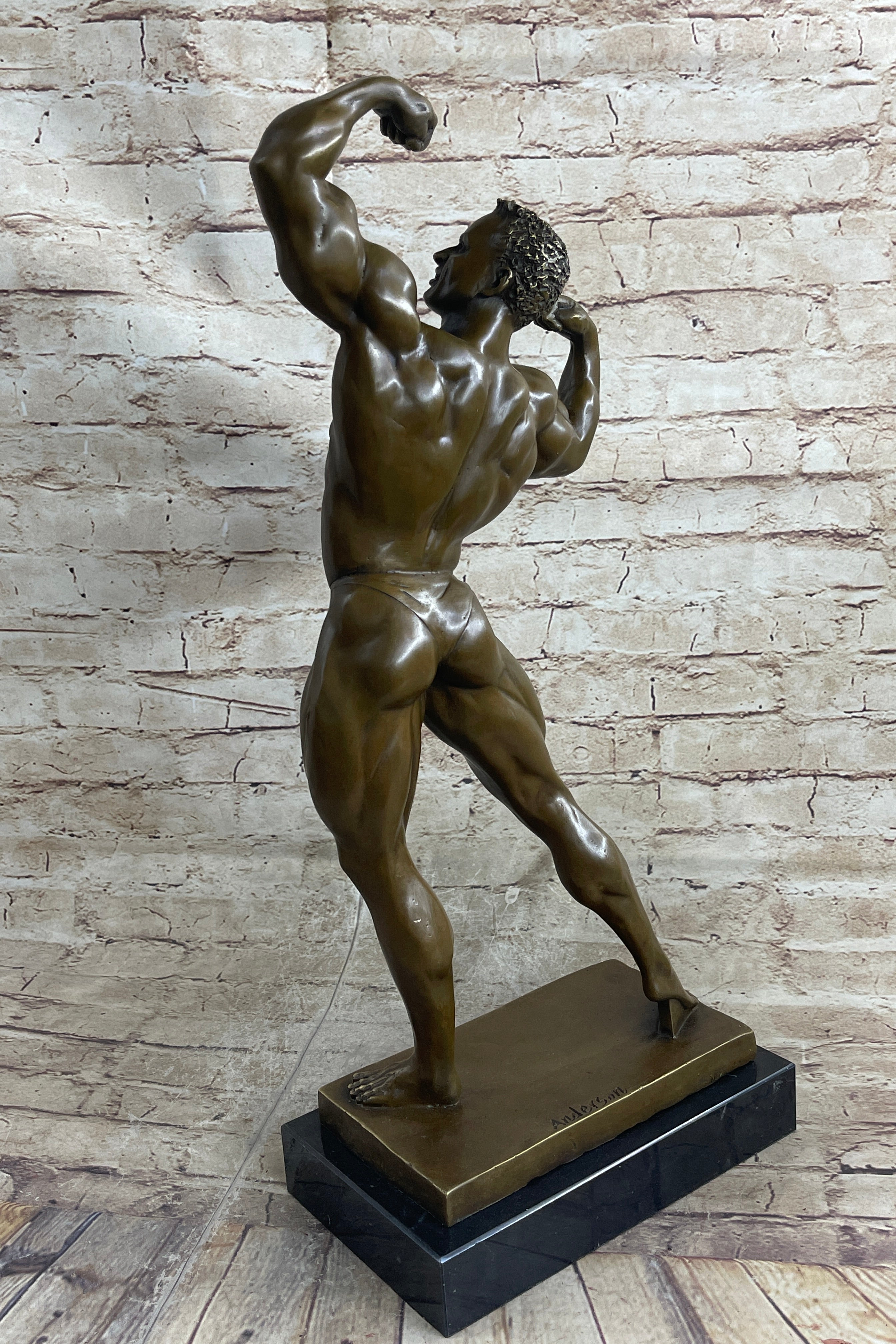 Bodybuilder Muscle Iron Man Bronze Trophy 21" x 10"
