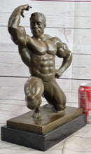 Iron Man Muscular Bodybuilder Flexing Bronze Sculpture Trophy