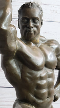 Iron Man Muscular Bodybuilder Flexing Bronze Sculpture Trophy