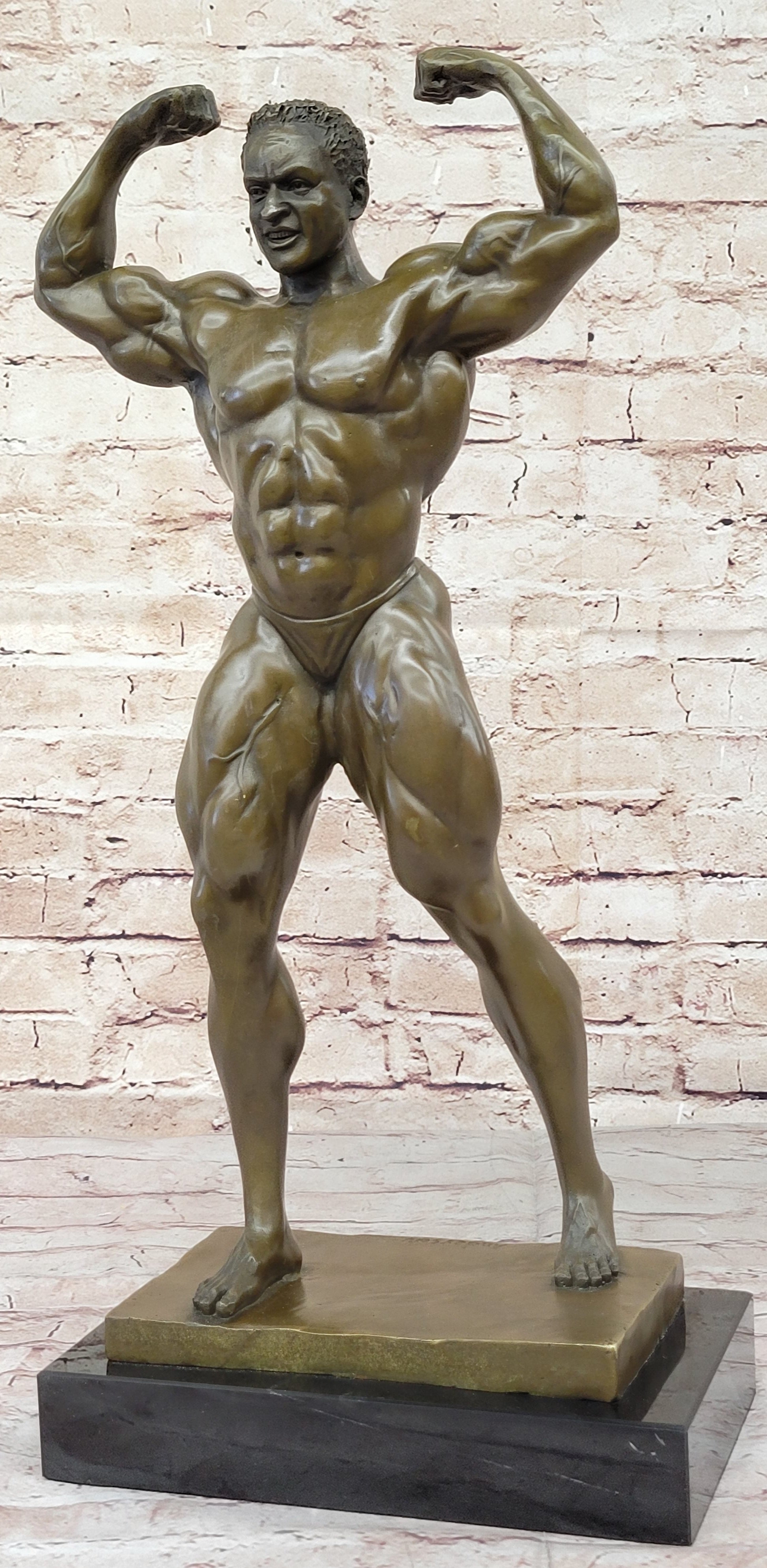 Iron Man Bodybuilder Male Muscular Bronze Sculpture Trophy