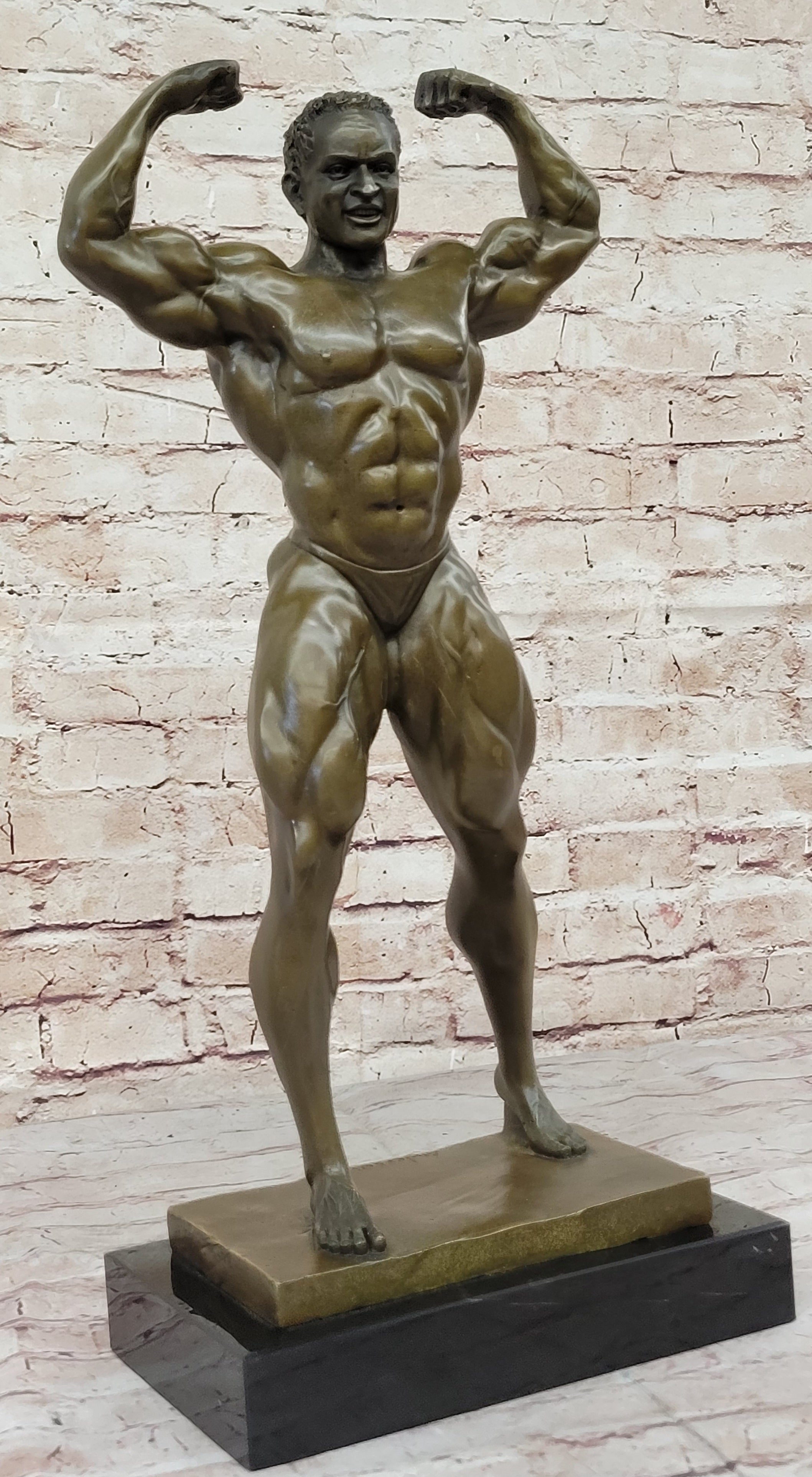 Iron Man Bodybuilder Male Muscular Bronze Sculpture Trophy