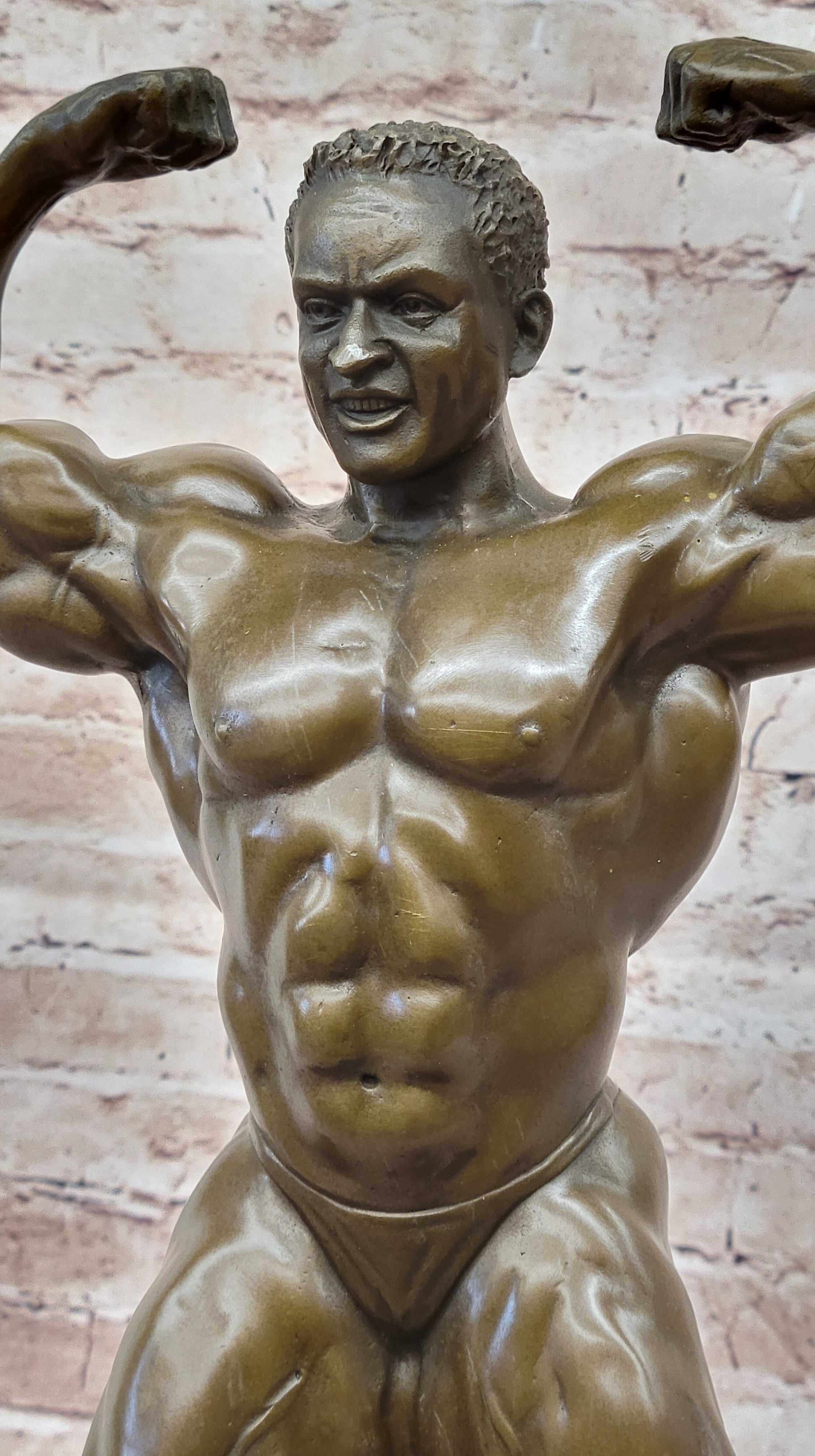 Iron Man Bodybuilder Male Muscular Bronze Sculpture Trophy