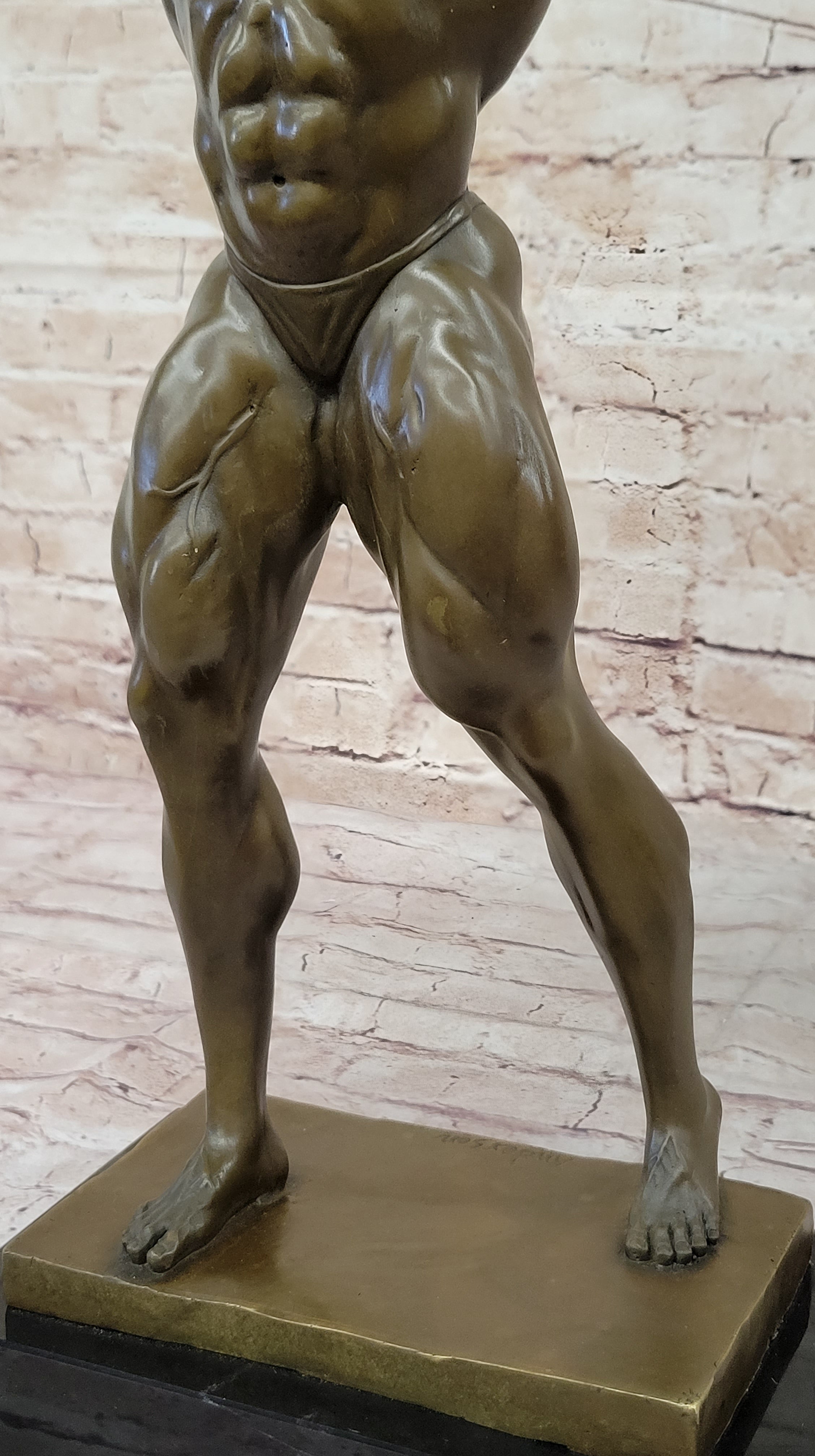 Iron Man Bodybuilder Male Muscular Bronze Sculpture Trophy
