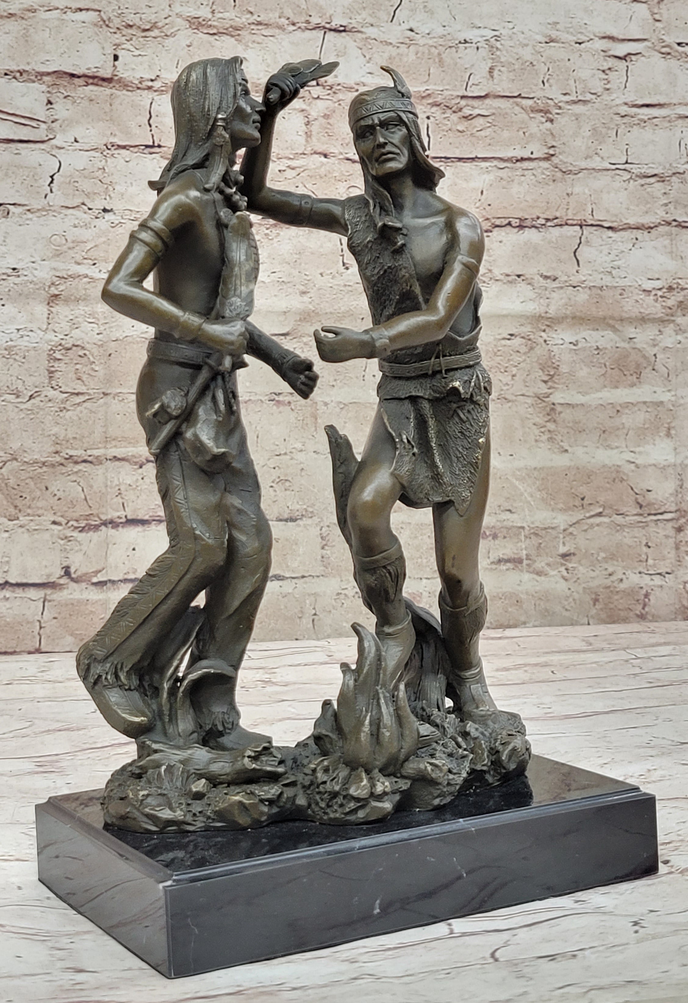 Native American Indian Dancers Rain Dance Bronze Sculpture