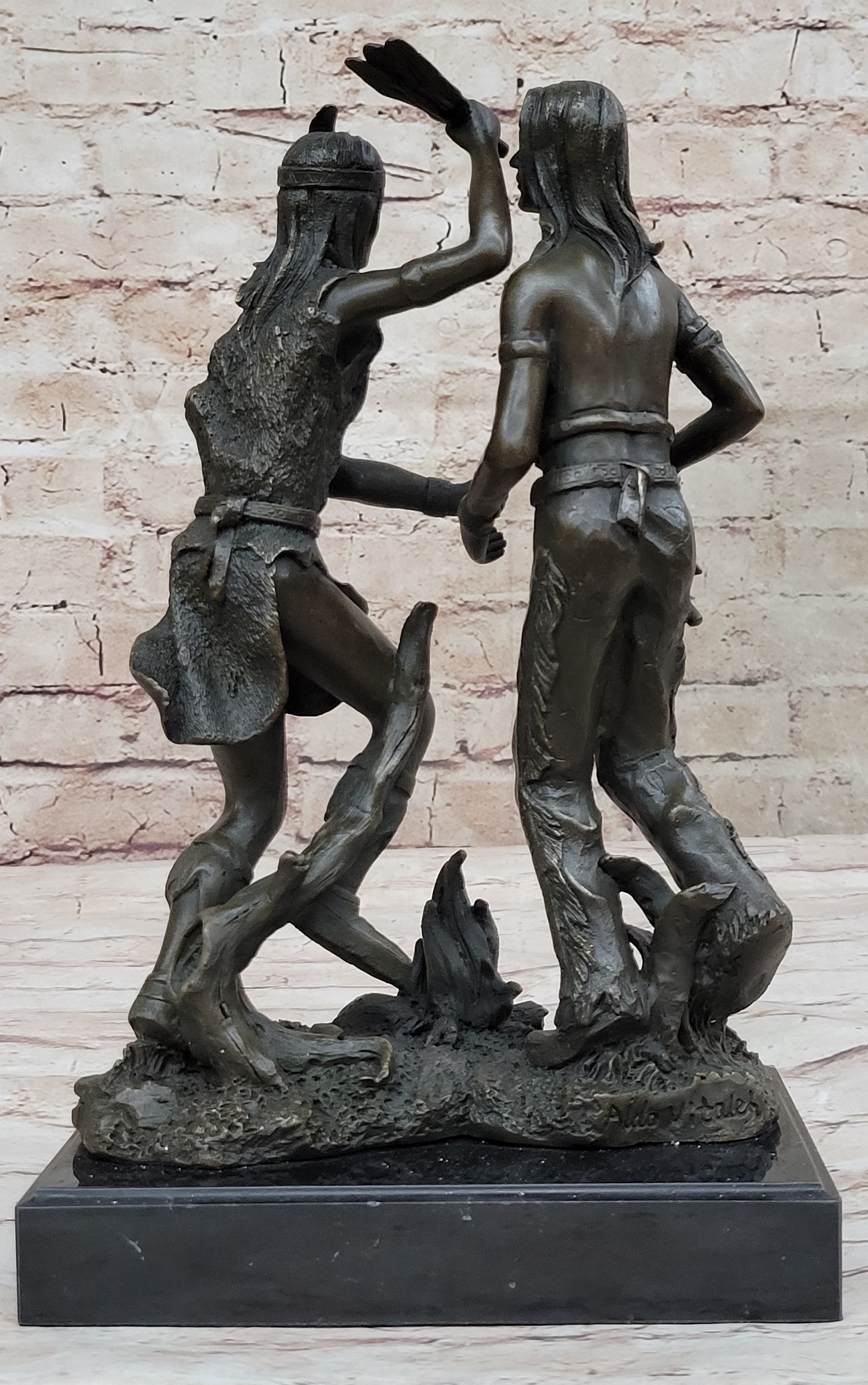 Native American Indian Dancers Rain Dance Bronze Sculpture