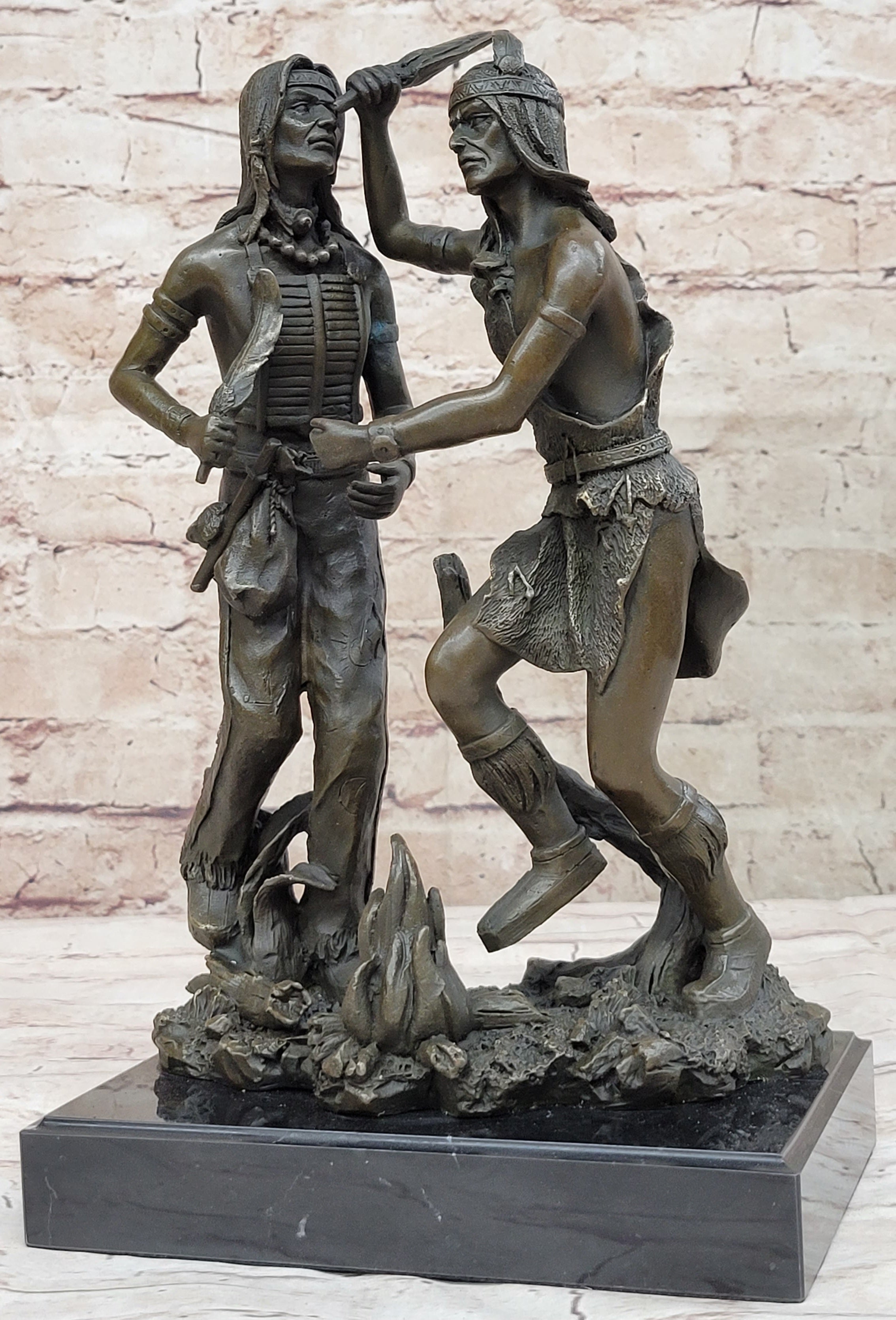 Native American Indian Dancers Rain Dance Bronze Sculpture