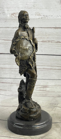 Native American Warrior w/ Tomahawk Bronze Sculpture