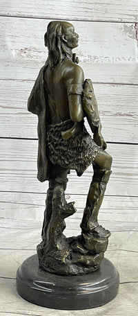 Native American Warrior w/ Tomahawk Bronze Sculpture
