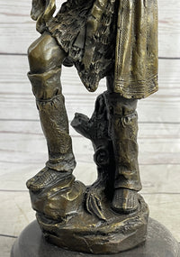 Native American Warrior w/ Tomahawk Bronze Sculpture