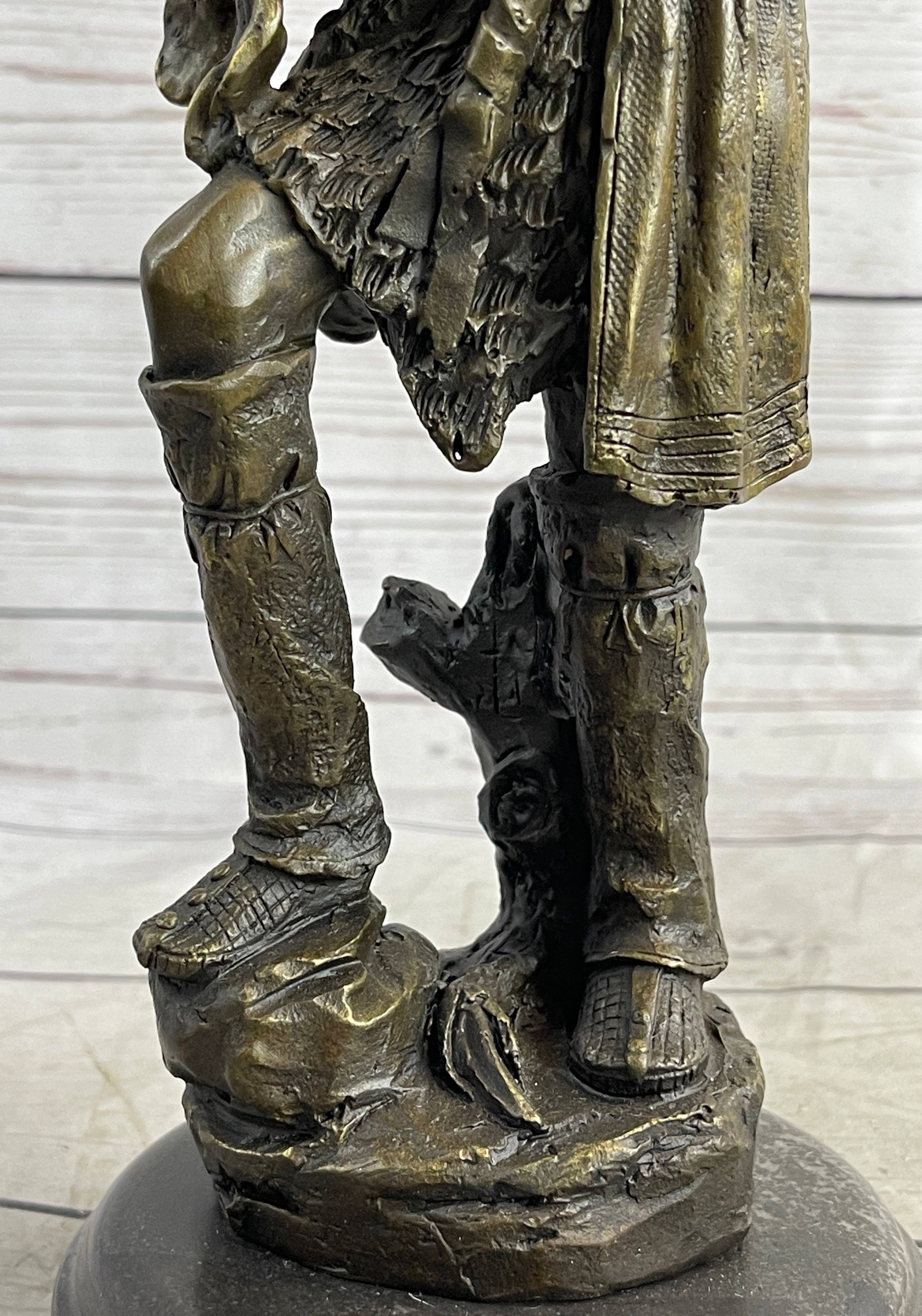 Native American Warrior w/ Tomahawk Bronze Sculpture