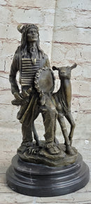 Native American Indian Shaman w/ Deer Bronze 12" x 6.5"
