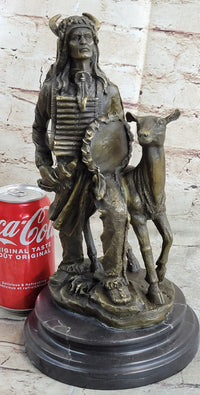 Native American Indian Shaman w/ Deer Bronze 12" x 6.5"
