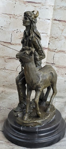 Native American Indian Shaman w/ Deer Bronze 12" x 6.5"