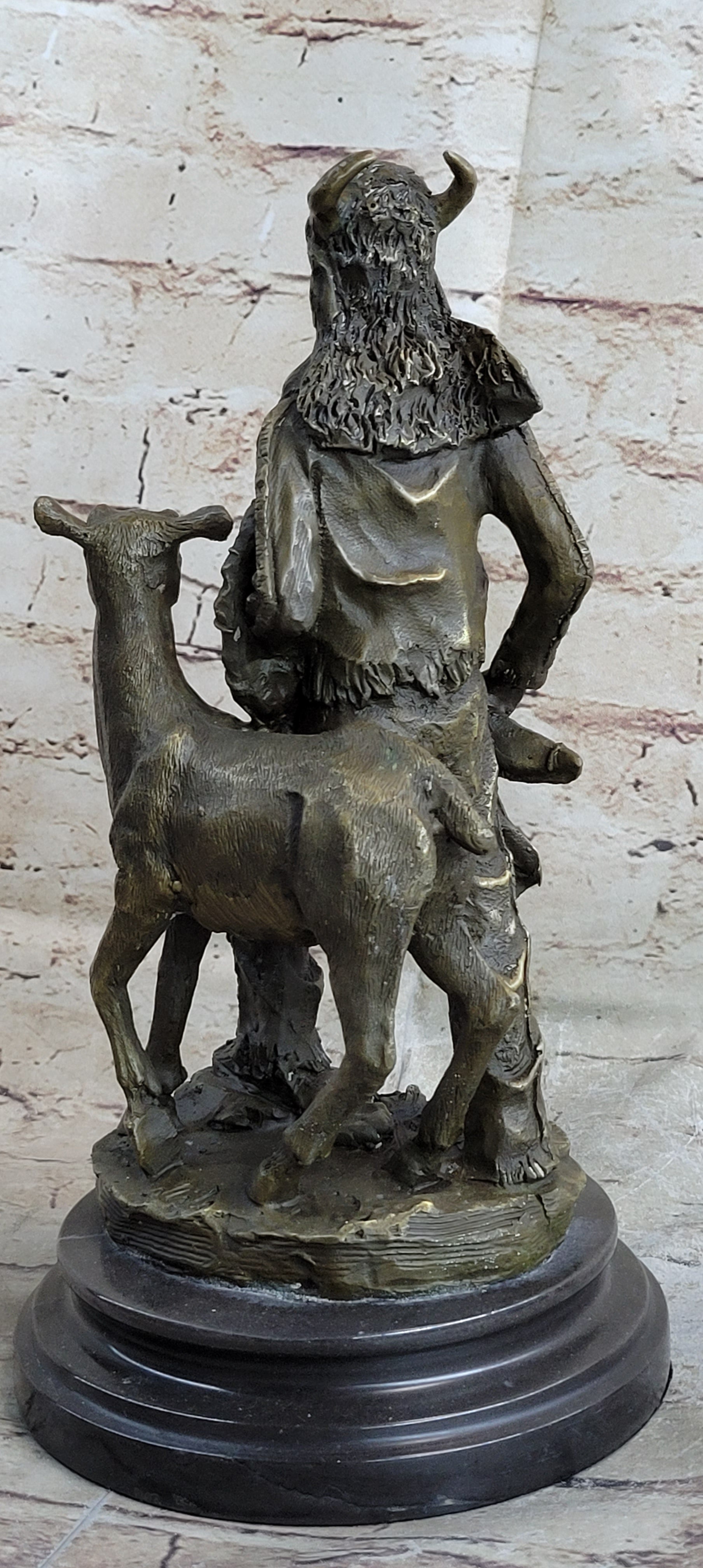 Native American Indian Shaman w/ Deer Bronze 12" x 6.5"