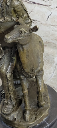 Native American Indian Shaman w/ Deer Bronze 12" x 6.5"