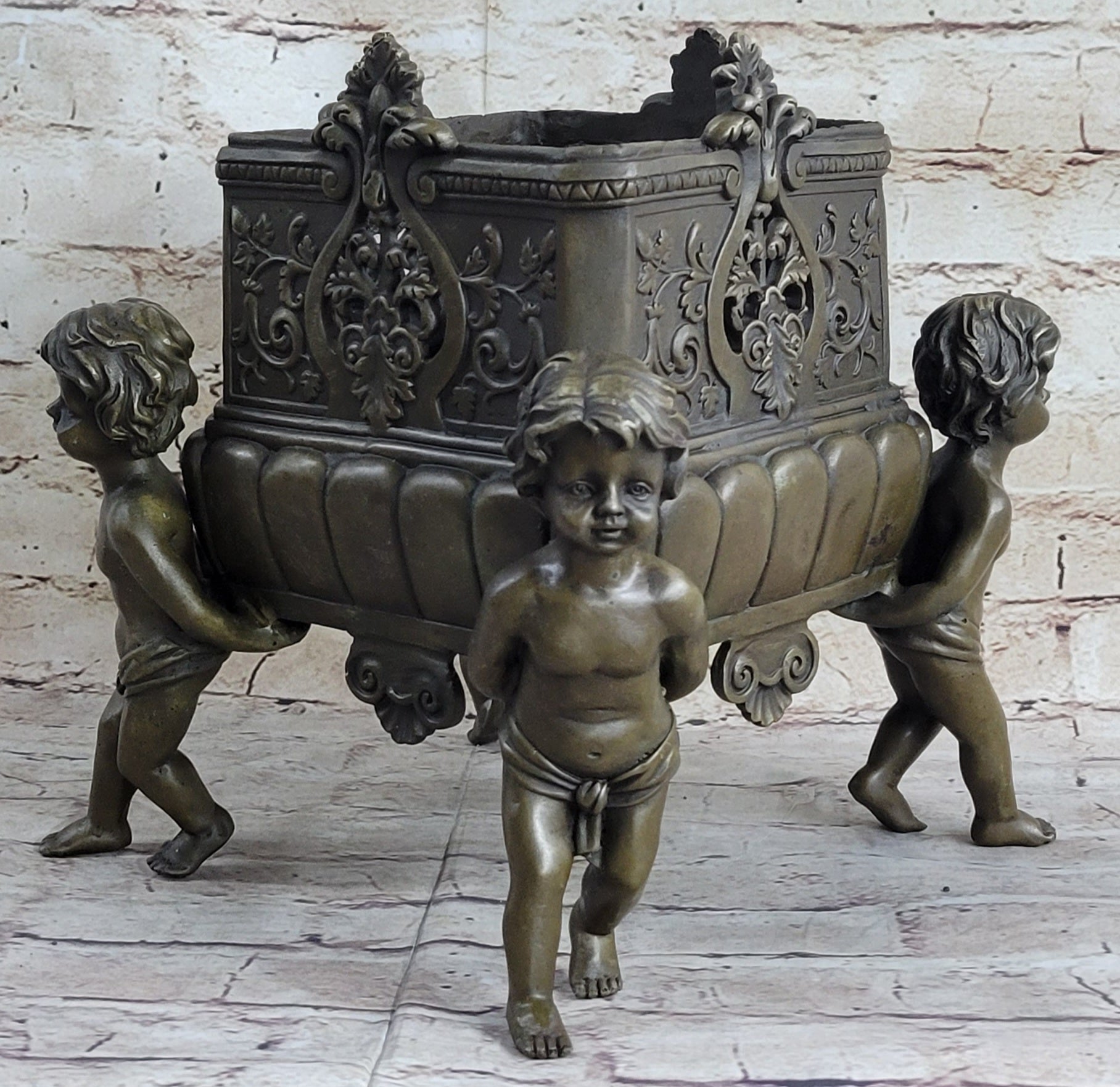 Four Boy Puti Planter Bronze Sculpture by Joseph Cheret