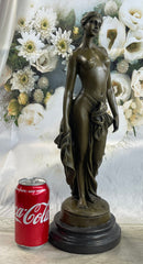 Nude Female Bronze Sculpture Figure of Woman Marble Base 17" x 6"