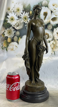 Nude Female Bronze Sculpture Figure of Woman Marble Base 17" x 6"