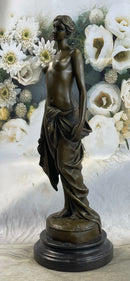 Nude Female Bronze Sculpture Figure of Woman Marble Base 17" x 6"
