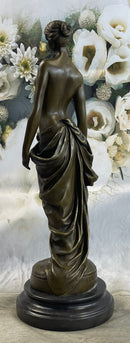 Nude Female Bronze Sculpture Figure of Woman Marble Base 17" x 6"