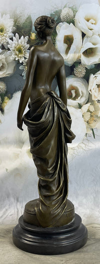 Nude Female Bronze Sculpture Figure of Woman Marble Base 17" x 6"