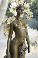 Nude Female Bronze Sculpture Figure of Woman Marble Base 17" x 6"