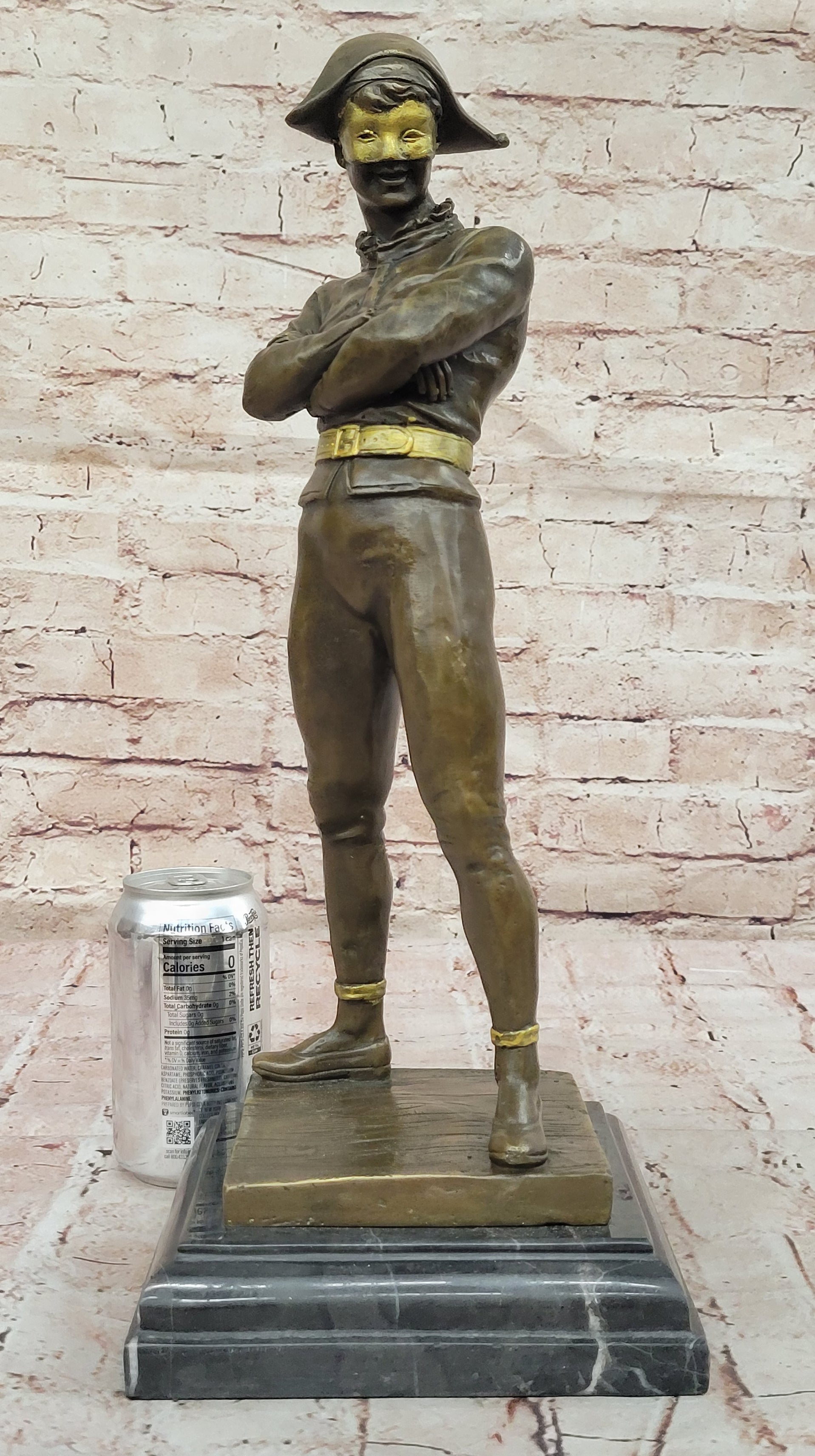 Bronze Masked Harlequin – Playful Jester Sculpture