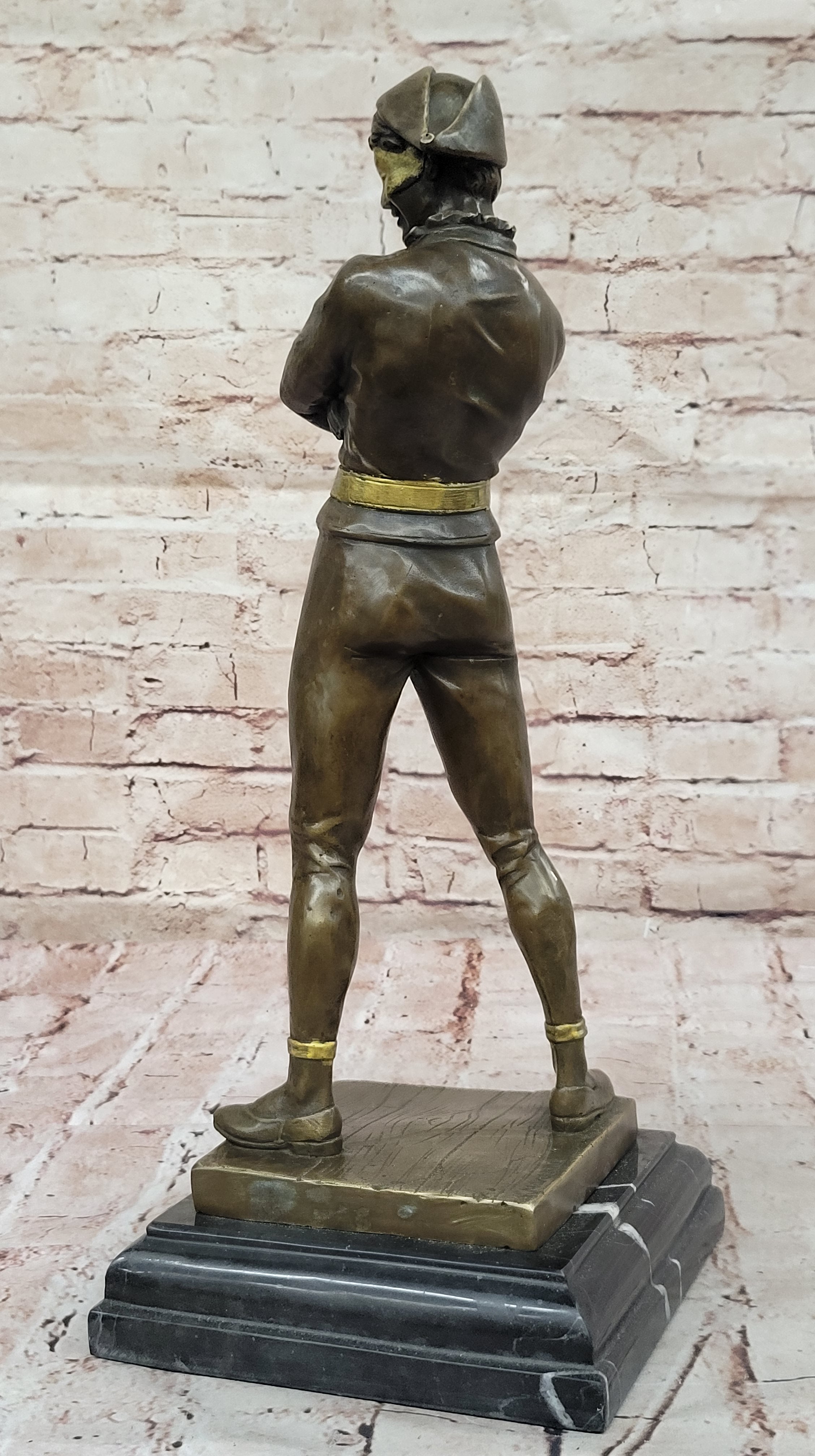 Bronze Masked Harlequin – Playful Jester Sculpture