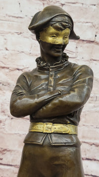 Bronze Masked Harlequin – Playful Jester Sculpture