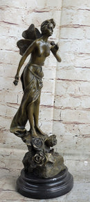 Signed: VILLANIS, BRONZE ART NOUVEAU FAIRY SCULPTURE FIGURE HOT CAST FIGURINE