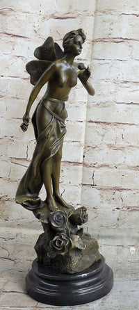 Signed: VILLANIS, BRONZE ART NOUVEAU FAIRY SCULPTURE FIGURE HOT CAST FIGURINE