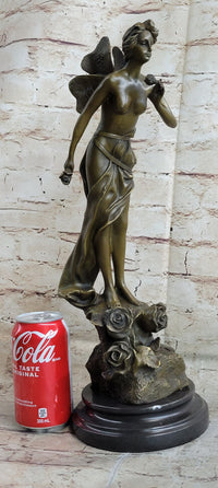 Signed: VILLANIS, BRONZE ART NOUVEAU FAIRY SCULPTURE FIGURE HOT CAST FIGURINE