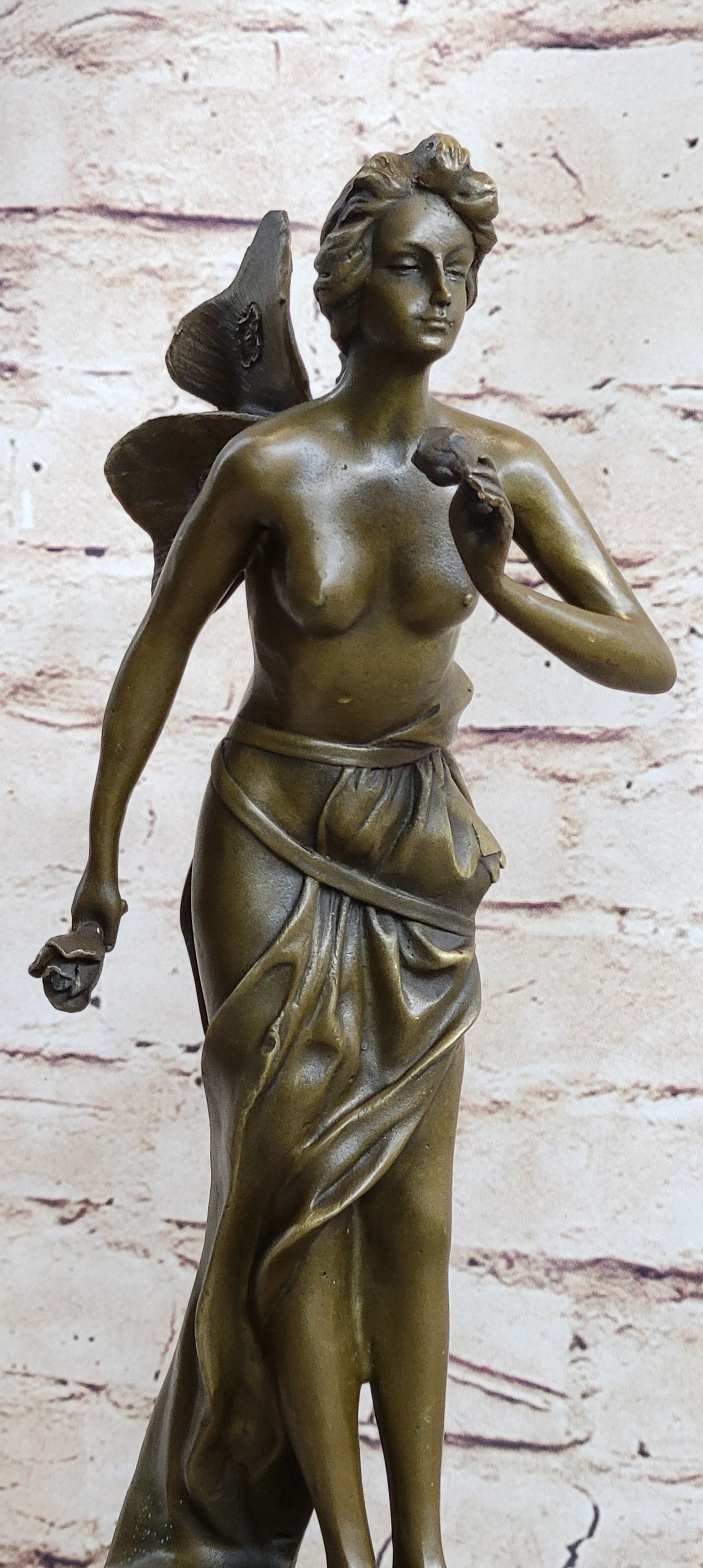 Signed: VILLANIS, BRONZE ART NOUVEAU FAIRY SCULPTURE FIGURE HOT CAST FIGURINE