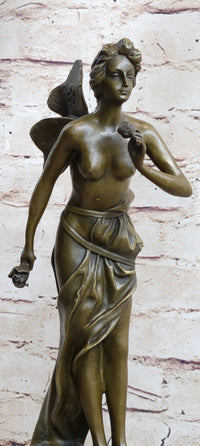 Signed: VILLANIS, BRONZE ART NOUVEAU FAIRY SCULPTURE FIGURE HOT CAST FIGURINE